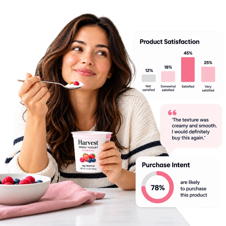 In-home yogurt product testing with satisfaction and purchase intent insights